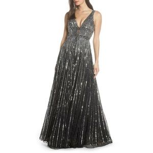 Mac Duggal Sequin Striped Gown